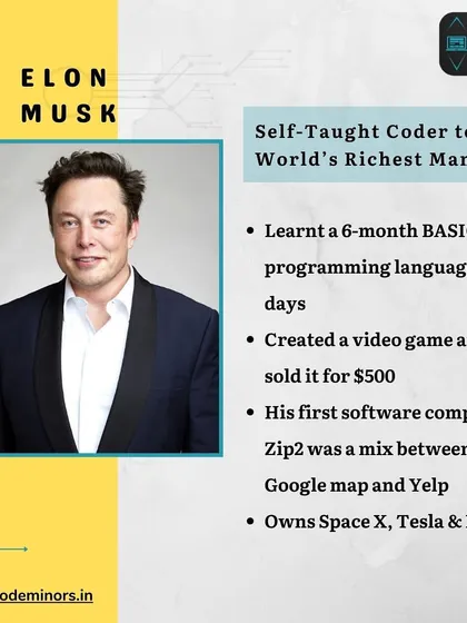 The story of Elon Musk, a self-taught coder who created and sold a video game at age 12. His journey shows how early coding skills can lead to building world-changing companies like SpaceX and Tesla.