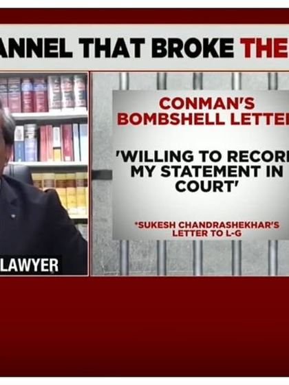 Appearing on India Today as Sukesh Chandrashekhar's lawyer, discussing his letter to the LG and his willingness to record a statement in court.