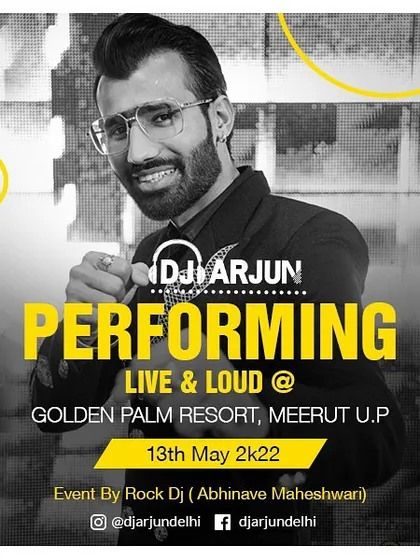 Performing at Golden Palm Resort in Meerut. This poster highlights another one of my shows in the city.