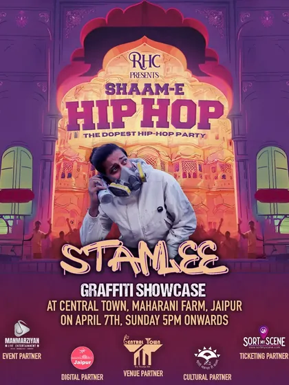 A poster for a live graffiti showcase I did at a hip-hop party in Jaipur. Live events are a great way for me to connect with the audience and create art on the spot.