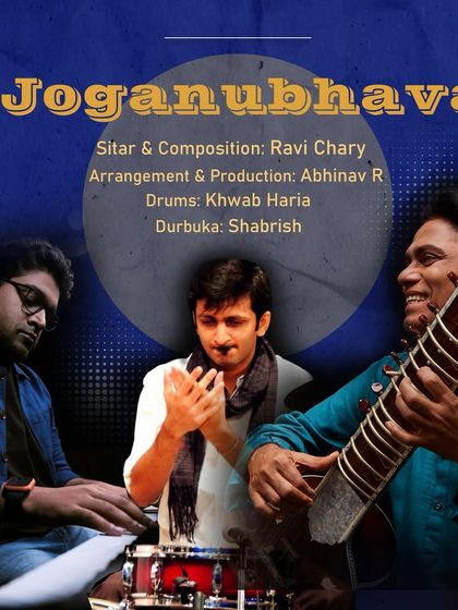 The cover for my fusion track "Joganubhava," based on Raag Jog. This piece features a unique blend of sitar, drums, and the Middle Eastern durbuka.