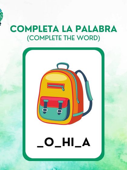What is the Spanish word for backpack? Complete the word '_O_HI_A' to test your vocabulary.
