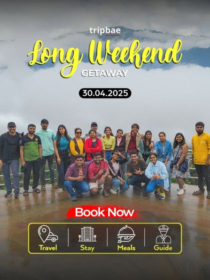A poster for a long weekend getaway departing on April 30th, perfect for planning ahead.