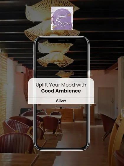 This graphic says it all: allow us to uplift your mood with good ambiance. The experience at Sasa Cafe is a combination of great food and a great atmosphere.