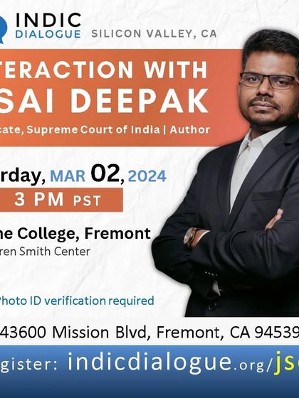 The official poster for my interaction in Silicon Valley, organized by Indic Dialogue. These events provide a platform to address the specific challenges faced by the Hindu community in the West.