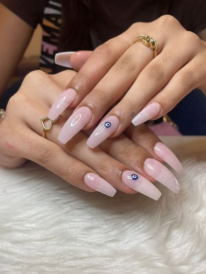 Another view of the elegant evil eye manicure.