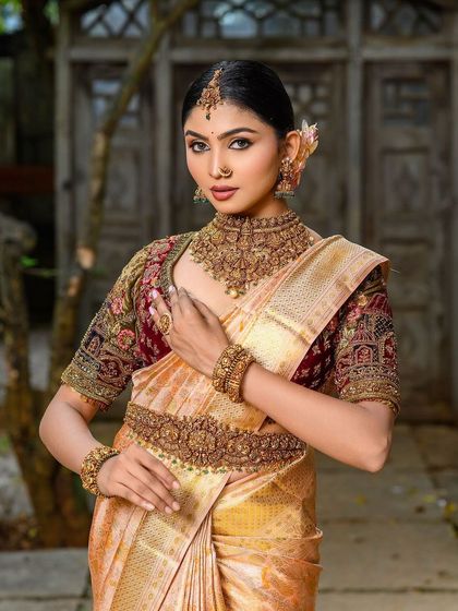 Another look from the shoot, this time with a touch of floral elegance. The makeup remains timeless and sophisticated.