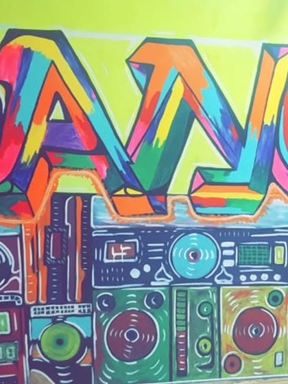 A close-up of our dance wall art. We believe in taking more chances and dancing more dances, and our studio reflects this philosophy.