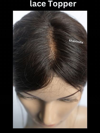 A detailed close-up of a lace topper. The lace base is known for its breathability and ability to create an invisible hairline, making it a popular choice for a natural look.