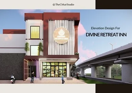 The facade of the Divine Retreat Inn was designed to make a bold first impression. I used a mix of modern materials, including textured metal cladding and large glass panels, to create a dynamic and visually striking exterior that is both contemporary and inviting.