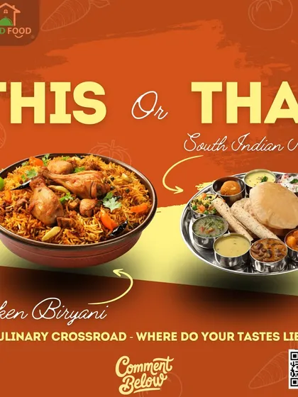 This or that? A culinary crossroad between rich Chicken Biryani and a wholesome South Indian meal. Comment below and tell us where your tastes lie.