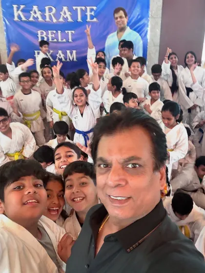 A selfie with excited young karate kids during a belt examination in Gurugram. The future of Indian karate is bright with such passionate youngsters.