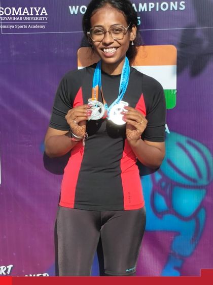 Khushi Chetan Gandhi shows off her two silver medals won at the Endurance Mumbai Suburban District Roller Skating Championships, securing her qualification for the state level.