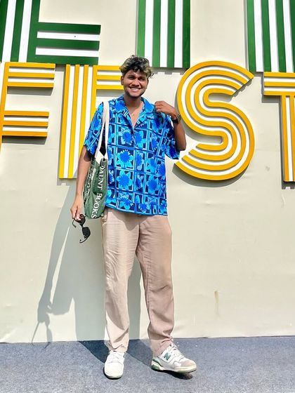 Posing in front of the festival signage. It was a great day of books, art, and community.