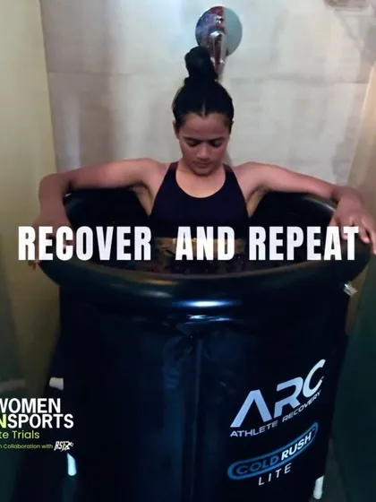 Recover and repeat. An athlete takes an ice bath, a key component of our recovery protocol to manage inflammation and muscle soreness after intense training.