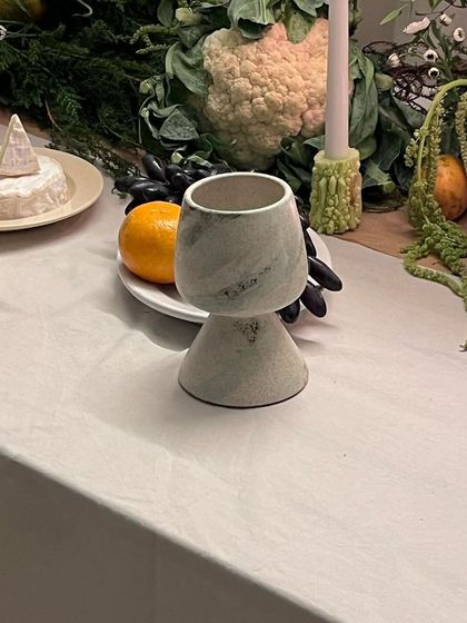 The 'Nari' goblet again, showing its unique form and beautiful glaze. This limited edition collection is available in-store and online.