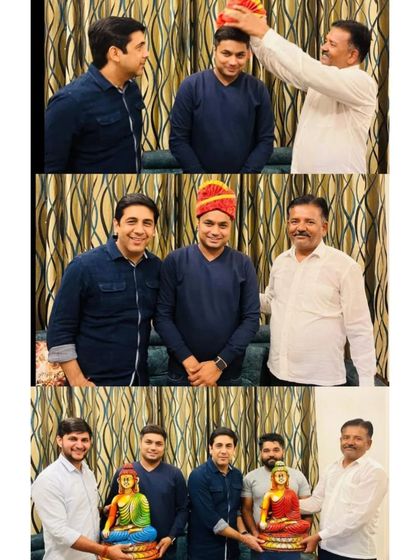 A collage showing a senior colleague honoring me with a turban. This traditional gesture of respect is something I deeply cherish.