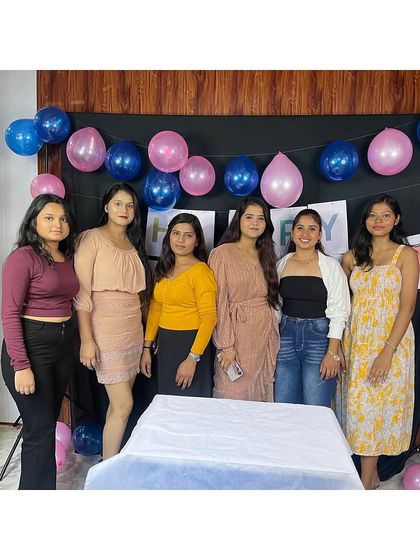 A group of our students enjoying the party. We foster friendships and a strong sense of community.