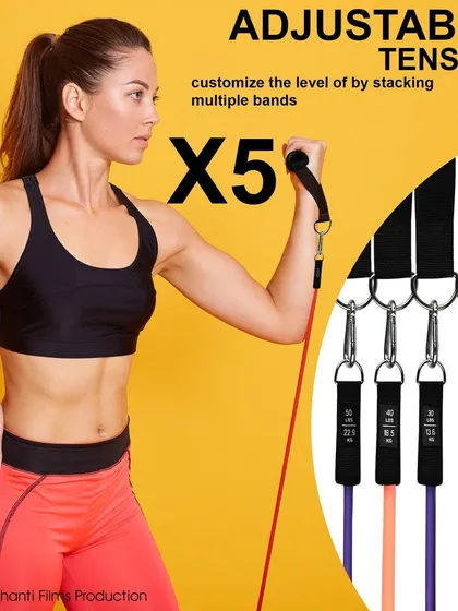 We produce A+ content and infographics that clearly communicate product features and benefits. This visual for resistance bands is optimized for marketplace listings on platforms like Amazon, helping to educate customers and boost conversion.