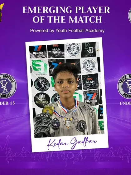 Kedar Gadkar, a U-15 goalkeeper, recognized as an Emerging Player.