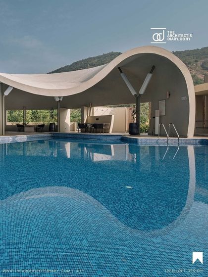 The Aqua Pool & Spa project was featured by The Architect's Diary, which noted its seamless blending with the hills and the immersive experience created by its fluid, parametric ferrocement roof.