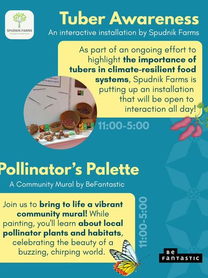 At our Buzzzaar, you can engage with interactive installations like "Tuber Awareness" or join in painting a community mural. These activities are designed to be fun and educational, celebrating biodiversity.