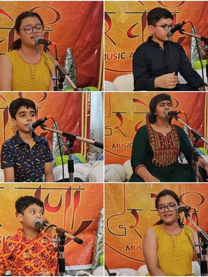 A collage of our young students performing during the Guru Purnima Utsav.