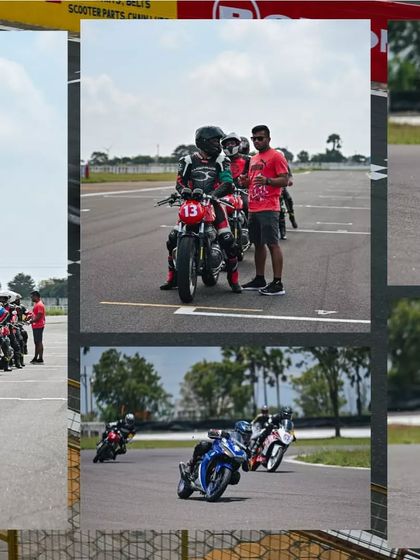 This collage shows our coaches in action, providing instruction on the grid and leading riders through drills, demonstrating our hands-on training approach.
