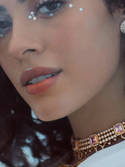 A creative and whimsical beauty look from the Bhima Jewellery campaign. I used delicate, iridescent sequins around the eyes to create a magical, fairy-like effect.