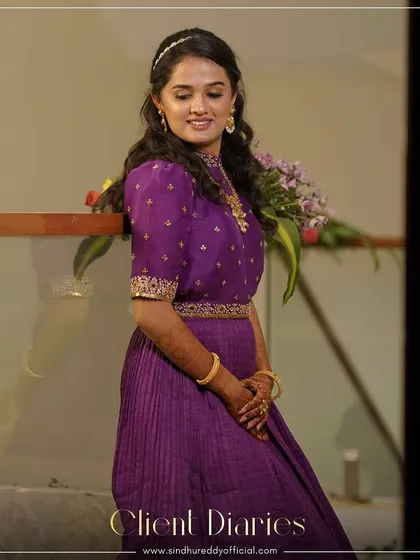 "Client Diaries" - a beautiful portrait of our client in her elegant purple gown.