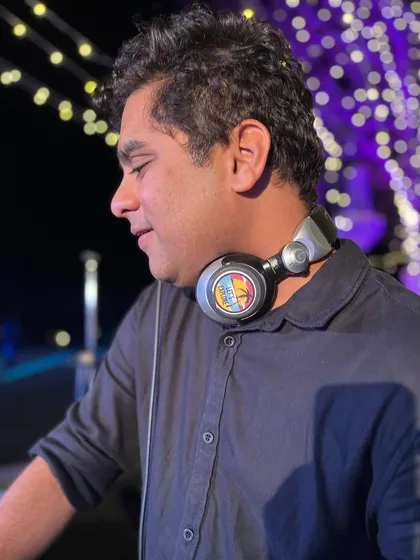 A candid shot from a destination wedding in Udaipur. I love traveling for events and drawing inspiration from the unique locations to tailor my music sets.