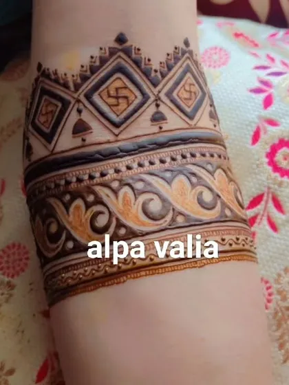 A geometric startup design featuring swastika symbols, often requested for auspicious beginnings.