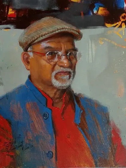 A portrait I painted of the late artist and former Principal, Raosaheb Gurav Sir. I tried to capture his wisdom and artistic spirit.