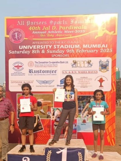 Another podium finish for Linn at the All Parsees Athletics Meet, showcasing her versatility and competitive spirit.