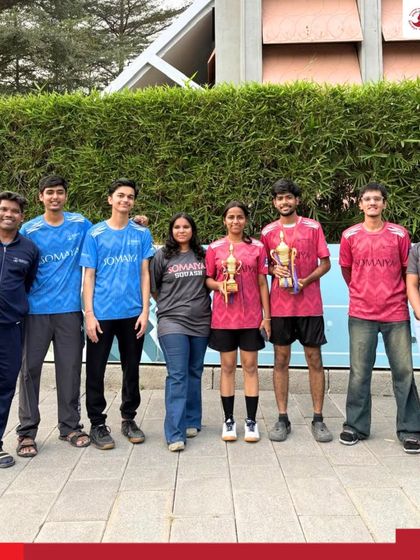 Our Mumbai University Men’s and Women’s Squash Teams with their coaches after winning silver and bronze medals respectively at the Zone-1 Team Event.