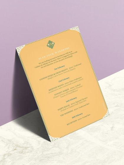 The final 'Plan Your Wardrobe' card, presented against a clean background. This is a practical and thoughtful addition to any destination wedding invitation suite.