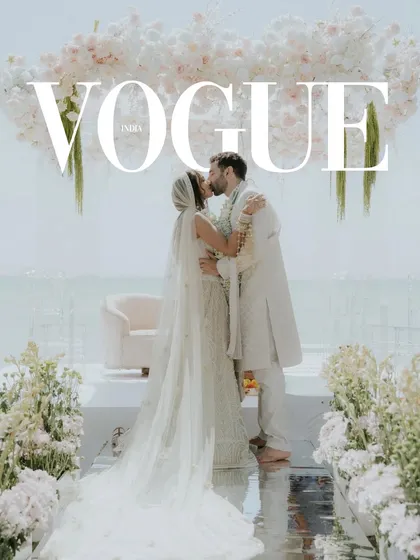 A moment of pure bliss, captured for Vogue India. This kiss, set against the serene backdrop of Mauritius, is more than a photo; it's the culmination of a story that began in London and celebrated the blending of two cultures under the island sun.
