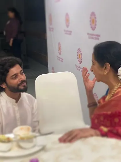 A candid moment of conversation with the revered Carnatic vocalist Smt. Aruna Sairam ji after our concert at NMACC.