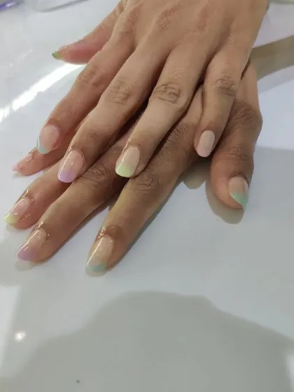 French ombré on natural nails. This gives a soft, blended look that is incredibly elegant and subtle.