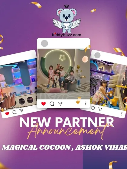 We've partnered with Magical Cocoon in Ashok Vihar to bring more magic to playtime. Get ₹100 off on 1-hour playtime sessions when you book through the link on Kiddybuzz.