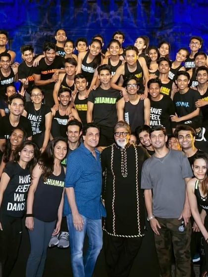 The full dance team with Amitabh Bachchan. It was an honor to perform alongside such a legend.