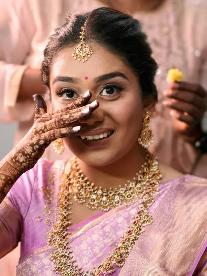 This moment is why I do what I do. My bride was gifted her late grandmother's bangles, and the tears of love and memory flowed freely. My job is not just about makeup; it's about holding a safe space for you to feel every emotion on your special day.