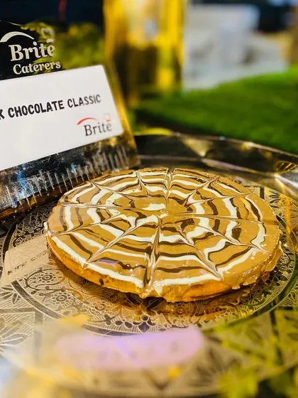 Another shot of the milk chocolate waffle, highlighting the intricate chocolate web design.