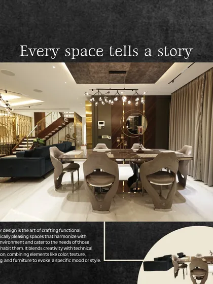 Every space tells a story. This open-plan living and dining area is designed for connection, with comfortable seating arrangements that encourage conversation and interaction.