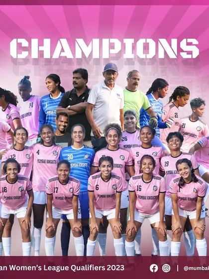 Our senior team posing together, crowned champions of the Indian Women's League Qualifiers. This victory was earned through pure grit.