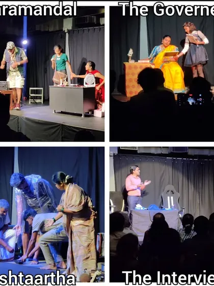 A collage from a student showcase, featuring scenes from four different plays performed by the talented actors of our workshop.