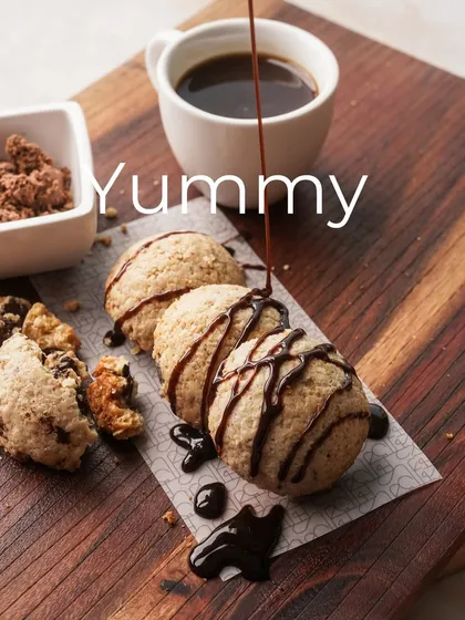 A yummy shot of my Lava Cookies, emphasizing their deliciousness. The rich chocolate drizzle makes them an irresistible treat.