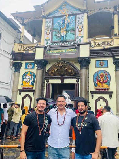 Standing before the sacred Pashupatinath Temple in Kathmandu. This is one of the most powerful sites dedicated to Lord Shiva, and visiting it was a deeply spiritual experience for our group.