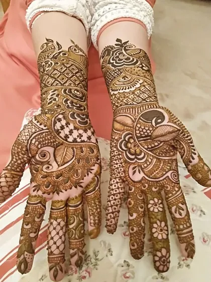 This intricate design is filled with various patterns, including peacocks, checks, and floral bursts, ensuring there is something new to see from every angle.