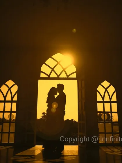 A perfect silhouette against a golden sunset. We use creative lighting techniques to capture artistic and dramatic shots that focus on the connection between you and your partner, creating a powerful and intimate pre-wedding portrait.